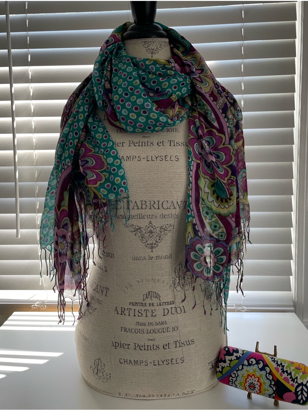 Vera Bradley Heather Rectangle Scarf Ret. AND Rio Floral Eyeglass Case Ret.